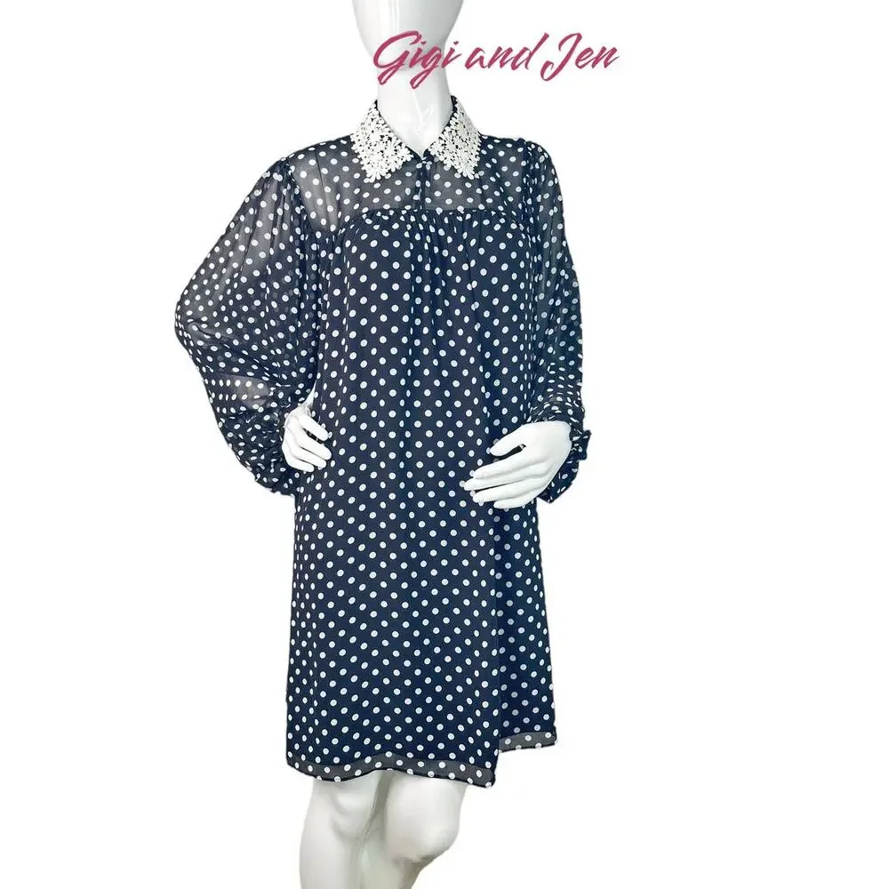 Kate spade Domino Dot Swing Dress Size Medium Black - Picture 2 of 9